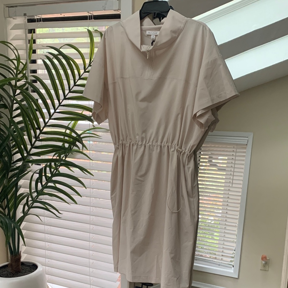 Prologue Light Beige Midi Dress with Drawstring